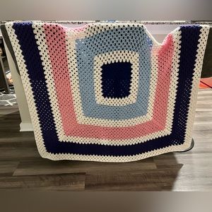 Brand New Never Used Handmade Crocheted Large Granny Block Afghan
